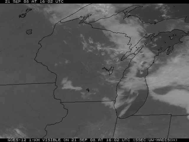 GOES 12 Satellite image centered over Madison, Wisconsin