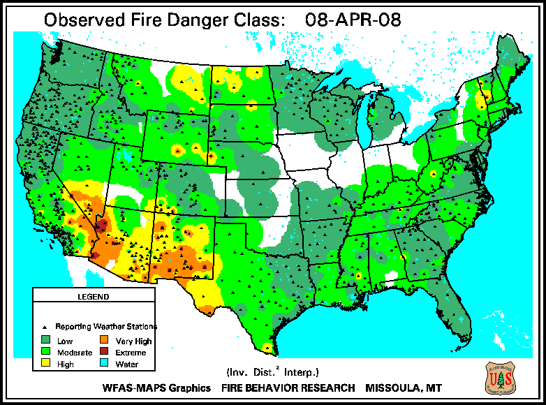 Fire danger map