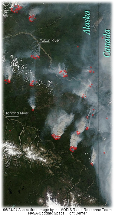 06/24/2004 MODIS image of Alaska fires