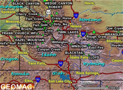 Northern Rockies fire map from GEOMAC mapping