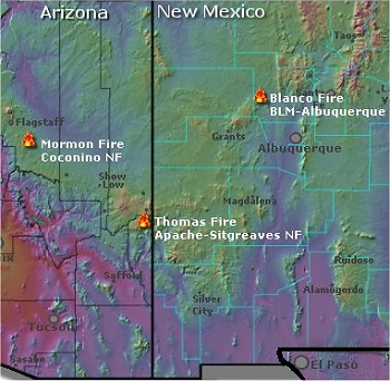 Southwest fire map - click for update