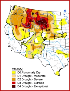 drought map - western U.S.