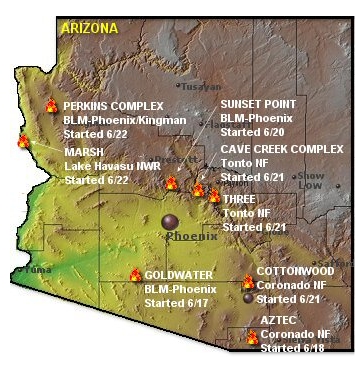 Arizona fires map