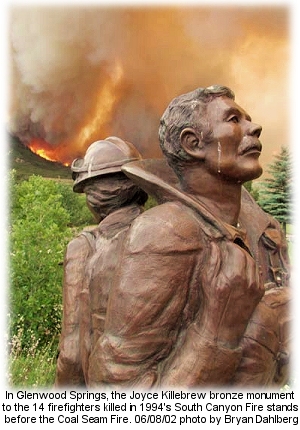 South Canyon monument with Coal Seam Fire in background