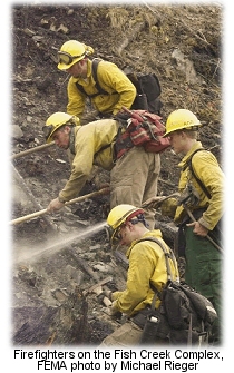 Working the fireline on the Fish Creek Complex