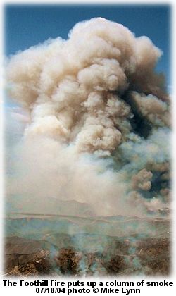 Foothill Fire smoke column on July 18