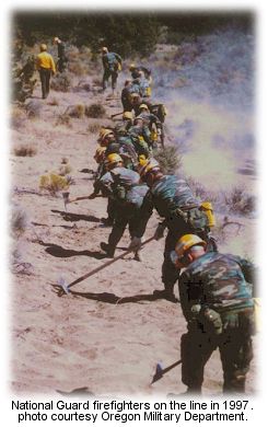 Oregon National Guard fire crew on the line in 1997