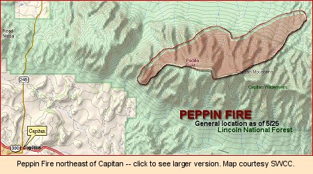 Map of location of Peppin Fire