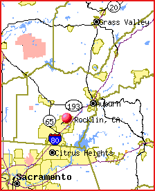 map of Rocklin area