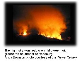 Fire on the Roseburg hills on Halloween