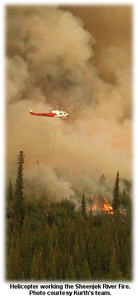 Helicopter on the Sheenjek Fire