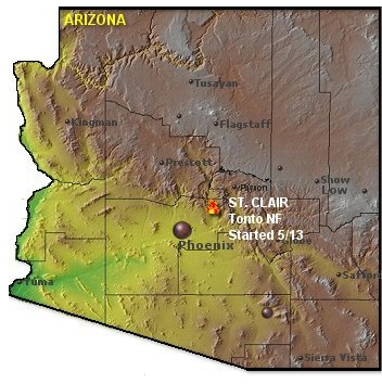 Map of St. Clair Fire location