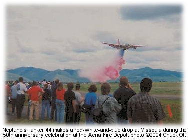 Tanker 44 makes a red-white-and-blue drop at Missoula