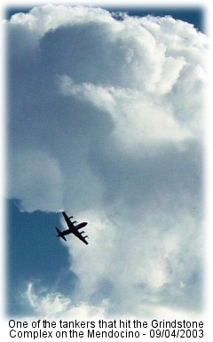 Airtanker headed in for a drop on the Bowman Fire