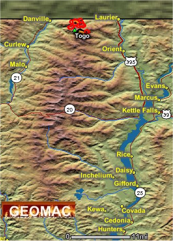 map of Togo Fire location