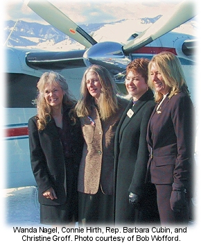 Rep. Cubin with widows Wanda Nagel, Connie Hirth, and Christine Groff