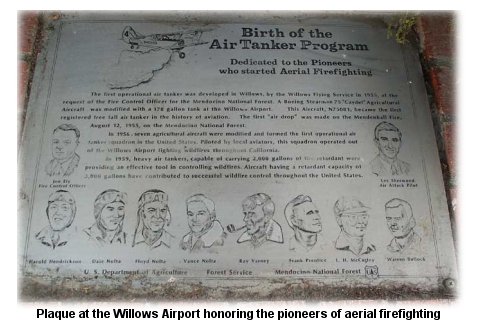 Plaque at the Willows Airport